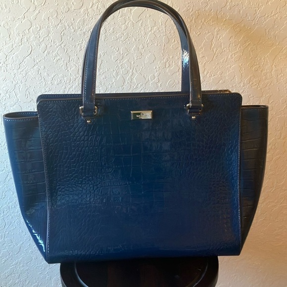 kate spade Handbags - Kate Spade: Elissa Bristol Drive Croc Embossed Tote Bag- Petrol Blue